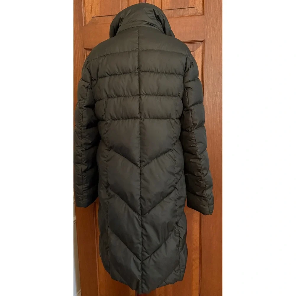 Larry Levine Faux-Fur Trimmed Parka Womens Medium Dark Green Insulated Coat‎